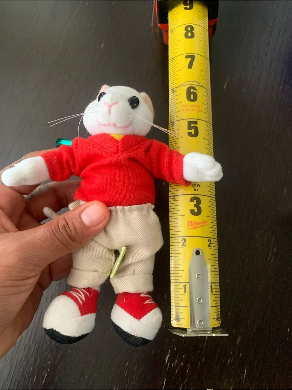 STUART LITTLE Key chain White Mouse Keychain with Red Outfit and Tan Pants